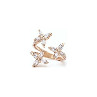 Bague Trois Papillons diamants or rose