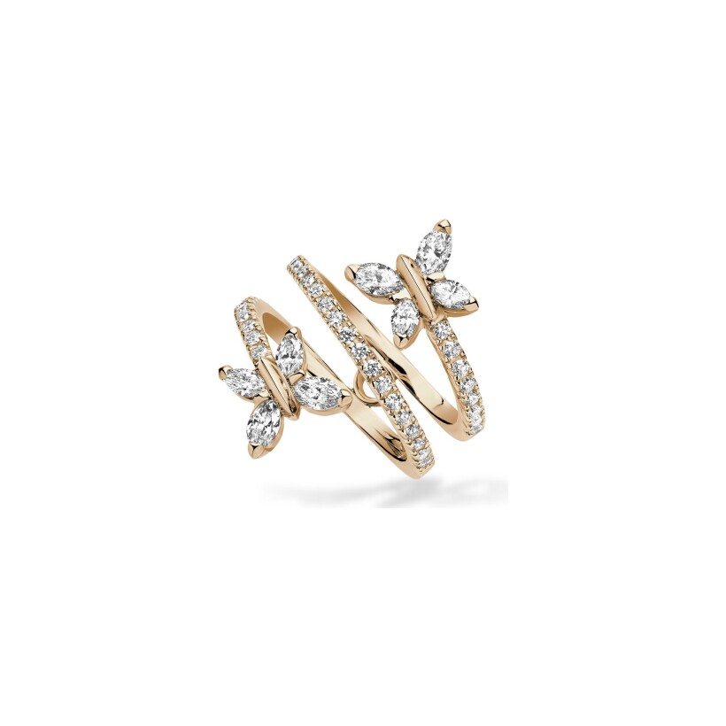Toi & Moi Papillons Volute ring, marquise cut diamonds and diamonds in rose gold