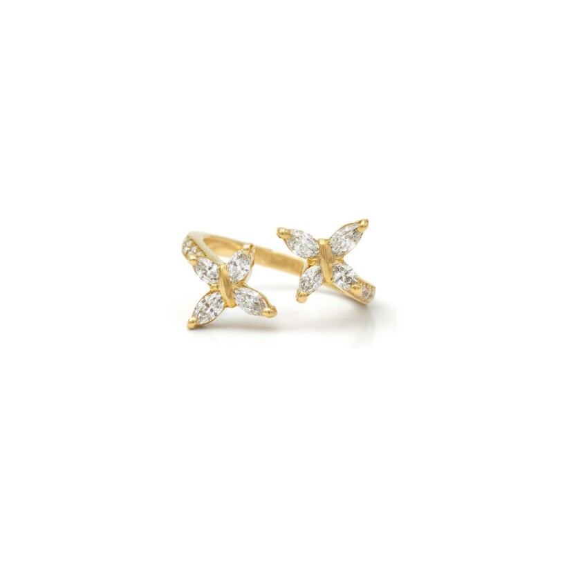 Toi & Moi Papillons navette ring, yellow gold