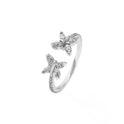 Toi & Moi Papillons navette ring, white gold