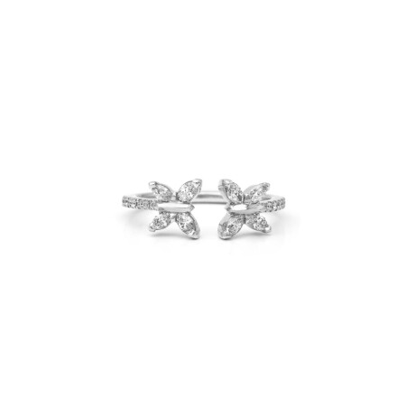 Toi & Moi Papillons navette ring, white gold