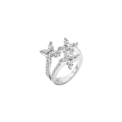 Bague Trois Papillons diamants or blanc