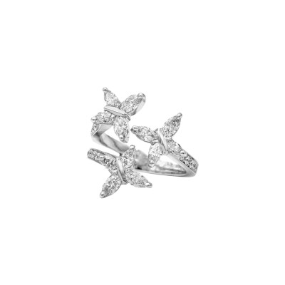 Bague Trois Papillons diamants or blanc