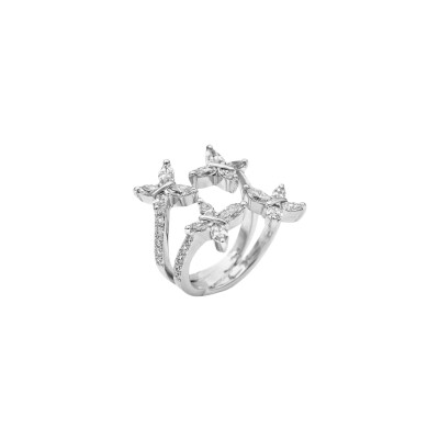 Bague Quatre Papillons diamants or blanc