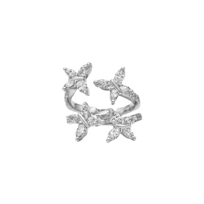 Bague Quatre Papillons diamants or blanc
