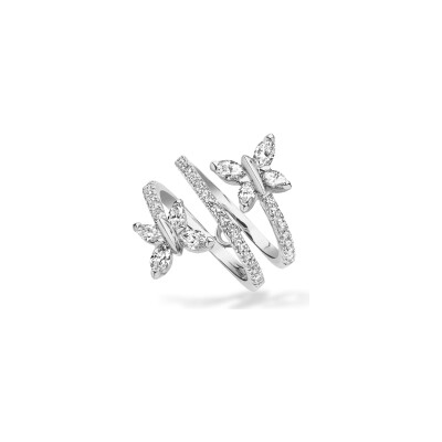 Bague Volute diamants or blanc