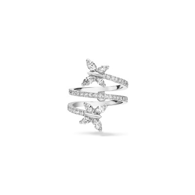 Bague Volute diamants or blanc