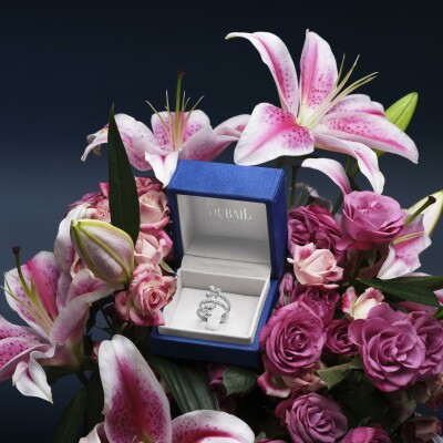 Bague Volute diamants or blanc