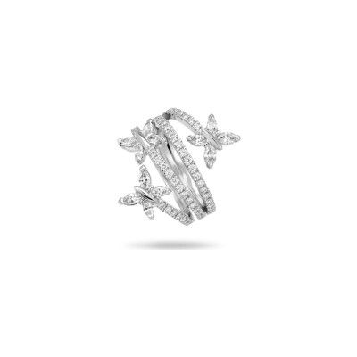 Bague Volute diamants or blanc
