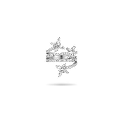 Bague Volute diamants or blanc