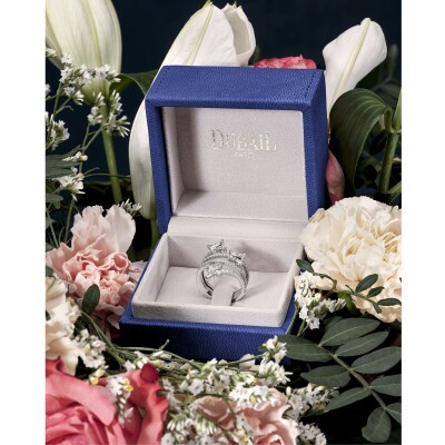 Bague Volute diamants or blanc
