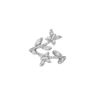 Bague Toi & Moi Feuillages diamants or blanc