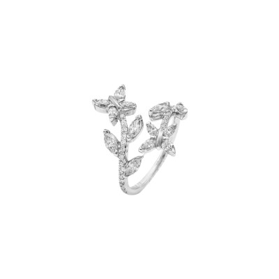 Bague Toi & Moi Feuillages diamants or blanc