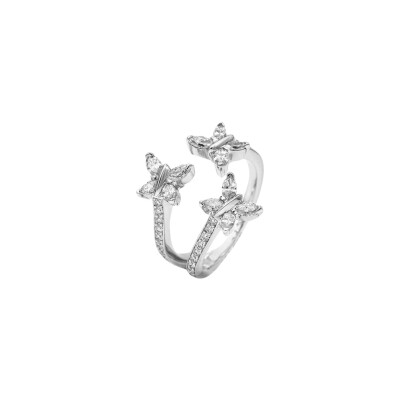 Bague Trois Papillons diamants or blanc