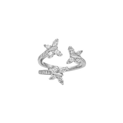 Bague Trois Papillons diamants or blanc