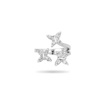 Bague Trois Papillons diamants or blanc