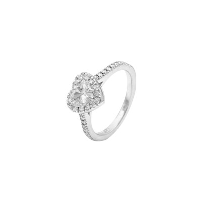 Solitaire Cœur diamants or blanc