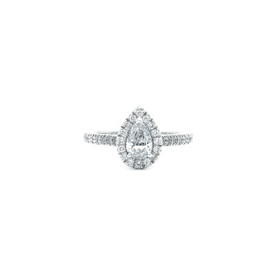 Solitaire Poire diamants or blanc