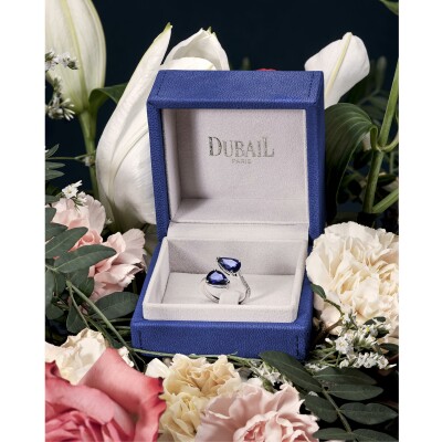 Bague Toi & Moi saphirs diamants or blanc
