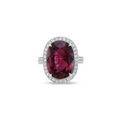Bague rubellite diamants or blanc