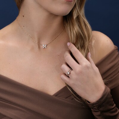 Solitaire Bride diamants or rose