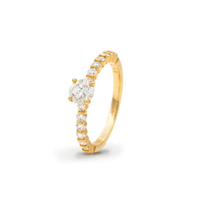 Solitaire diamants en or jaune