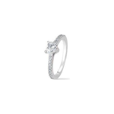 Solitaire Cœur diamants or blanc
