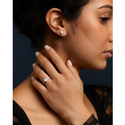 Solitaire Cœur diamants or blanc