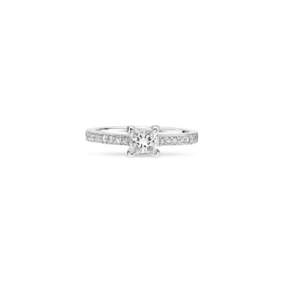 Solitaire Carré diamants or blanc