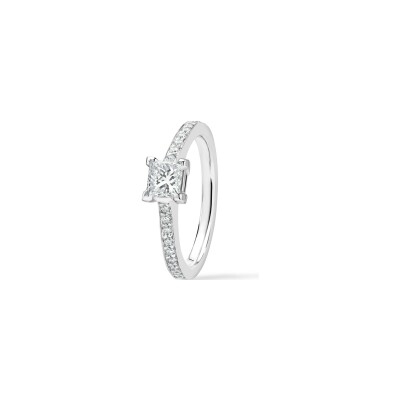 Solitaire Carré diamants or blanc