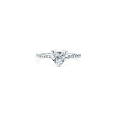 Solitaire Cœur diamants or blanc