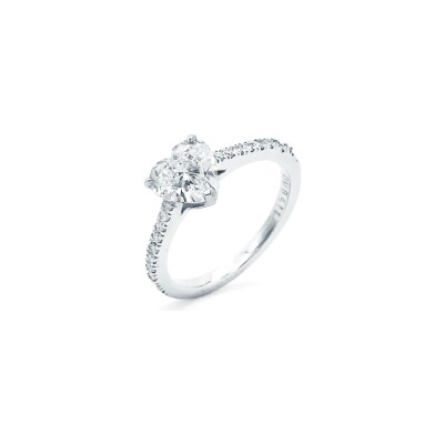 Solitaire Cœur diamants or blanc