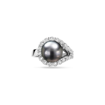 Bague Perle Bride diamants or blanc