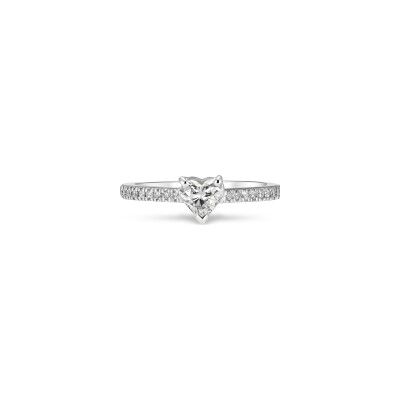 Solitaire cœur diamants or blanc