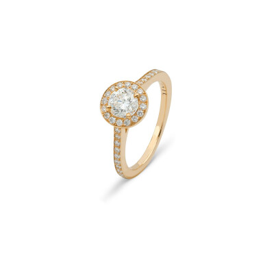 Bague diamant certifié entourage diamants en or rose