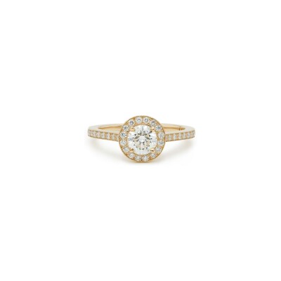 Bague diamant certifié entourage diamants en or rose