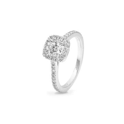 Bague Micropavée diamant coussin en or blanc