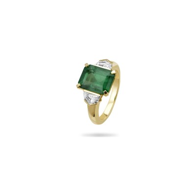 Bague émeraude diamants or jaune