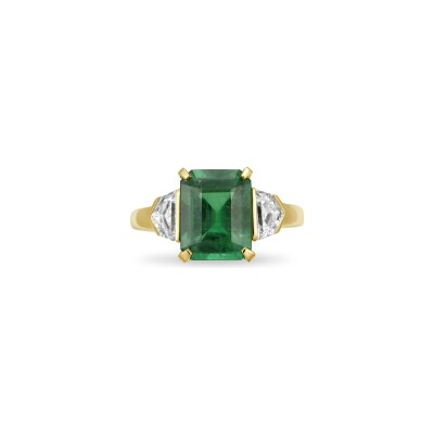 Bague émeraude diamants or jaune