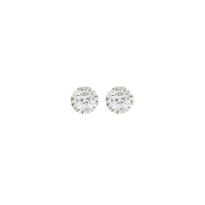 Puces d'oreilles Filles en or Miroir en or blanc et diamants