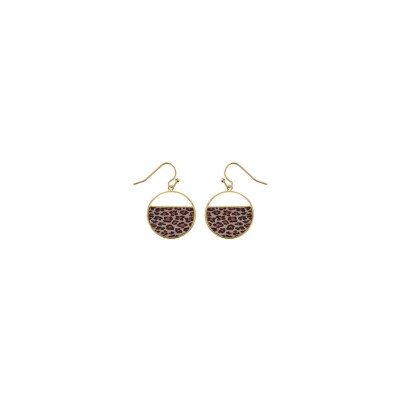Boucles d'oreilles Stella Mia en acier doré et résine léopard