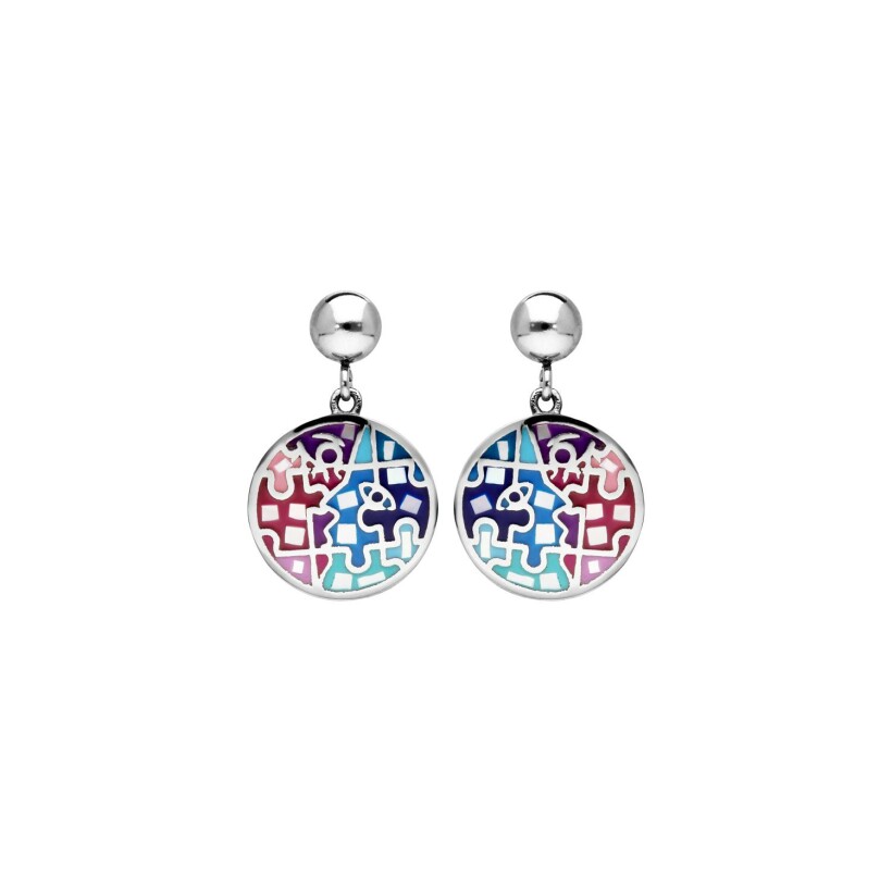 Boucles d'oreilles tige acier stella mia ronde résine multi