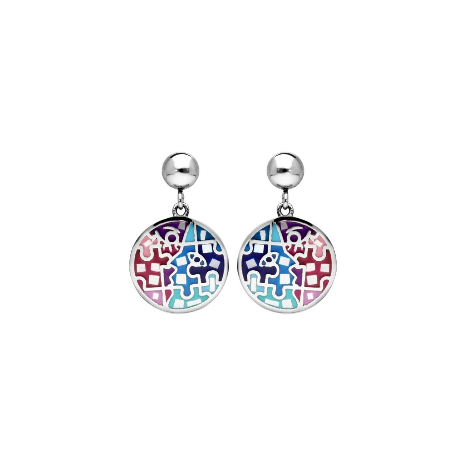 Boucles d'oreilles tige acier stella mia ronde résine multi