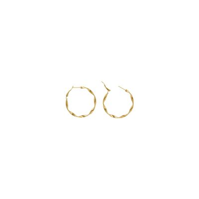 Boucles d'oreilles créoles torsadées en acier doré, 40mm
