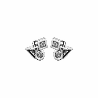 Boucles d'oreilles Tournaire Alchimie Trilogy Cubisme en or blanc palladié et diamants