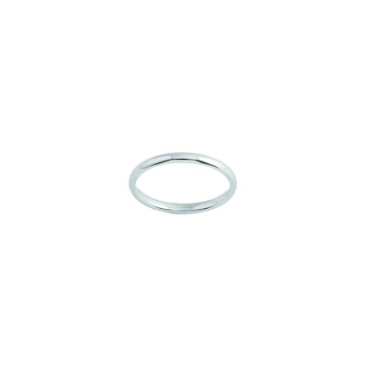 Alliance demi-jonc bombé confort en or blanc