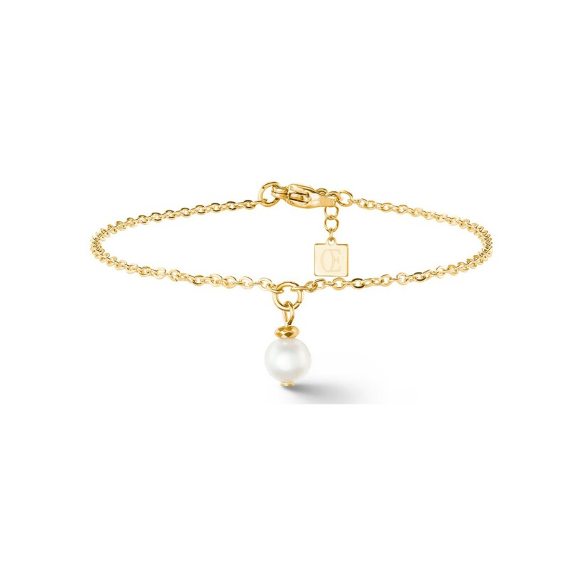 Bracelet Cœur de Lion en métal doré et perle d'eau douce