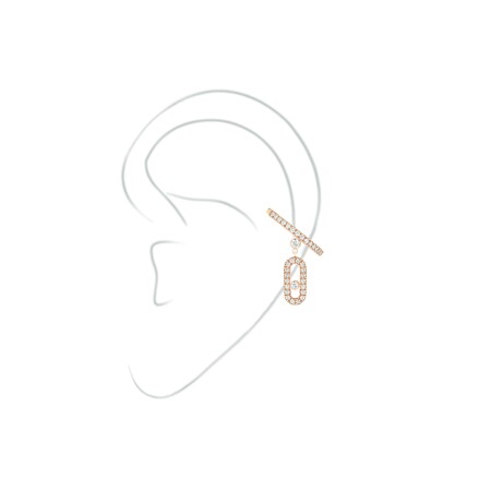 Mono boucle d'oreille Messika Move Uno en or rose et diamants