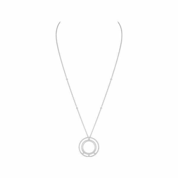 Collier long Messika Move Romane semi-pavé en or blanc et diamants