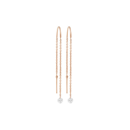 Boucles d'oreilles pendantes Filles en or Brio en or rose et diamants